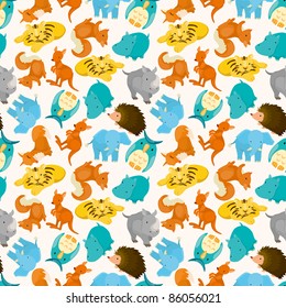 seamless cartoon animal pattern