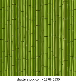 Seamless cartoon background of green wall from bamboo.