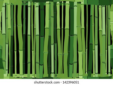 Seamless cartoon background of green wall from bamboo.