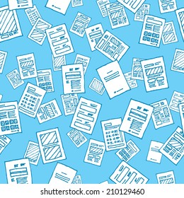 Seamless cartoon background or texture of several printed media documents falling