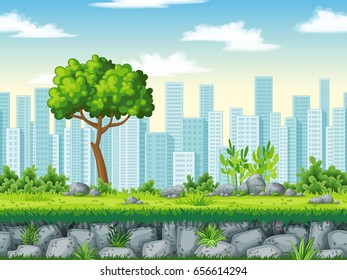 Seamless cartoon background. Vector illustration with separate layers.