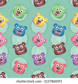 Seamless cartoon bear pattern background