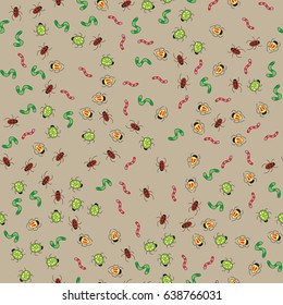 Seamless cartoon bug pattern