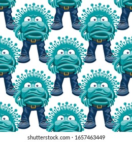 Seamless cartoon character pattern on white background. Vector image eps 10