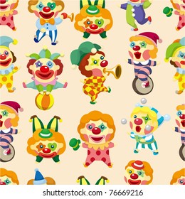 seamless cartoon circus clown pattern