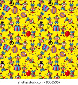 seamless cartoon circus clown pattern