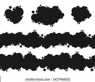 Seamless cartoon cloud, air, sky, explosion. Isolated image in flat style, vector.