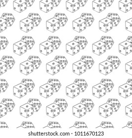 Seamless cartoon dice pattern on the white background. Texture