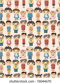 seamless cartoon family pattern