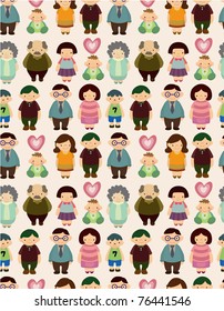 seamless cartoon family pattern