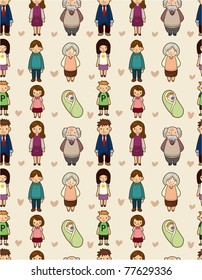 seamless cartoon family pattern