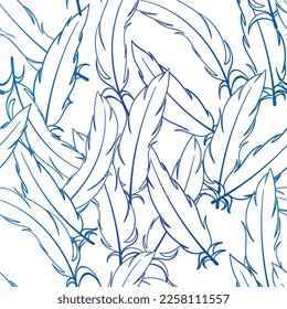 Seamless cartoon feather pattern in vector. For textile, wrapping paper, wallpaper, products, box