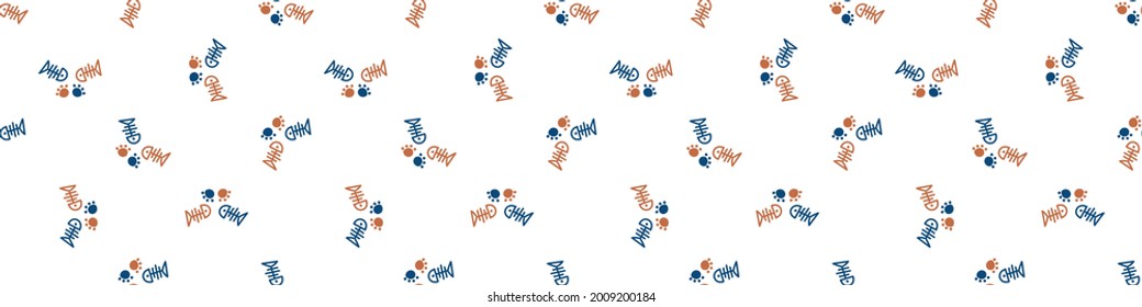 Seamless cartoon fish bone doodle border. Whimsical minimal 2 tone gender neutral color. Kids nursery banner or whimsical character fashion all over print.