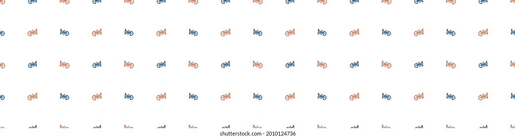 Seamless cartoon fish bone doodle border. Whimsical minimal 2 tone gender neutral color. Kids nursery banner or whimsical character fashion all over print.