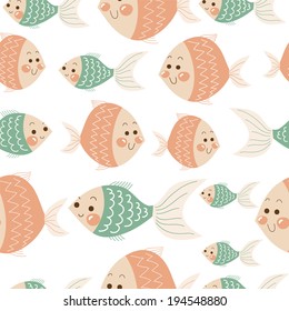 Seamless cartoon fishes