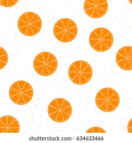Seamless cartoon flat oranges vector pattern