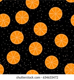 Seamless cartoon flat oranges vector pattern
