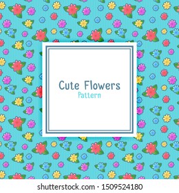 Seamless cartoon flowers pattern. Vector design