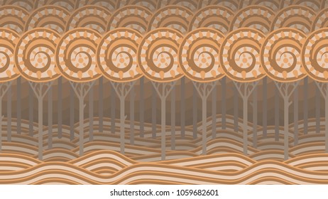 Seamless cartoon forest background. Celtic illustration. Fairytale background for animations or 2d games.