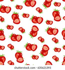 Seamless cartoon gentle retro pattern with r strawberries hand-drawn