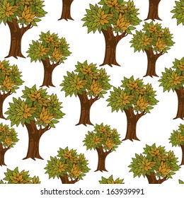 Seamless cartoon green tree pattern