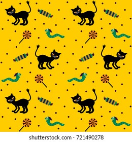 Seamless cartoon halloween pattern.