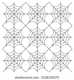Patrón de Halloween de dibujos animados sin fisuras. Web de araña sobre fondo blanco
