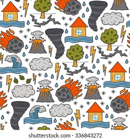 Seamless cartoon hand drawn background on natural disaster theme