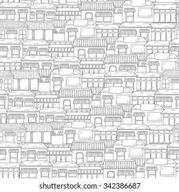 Seamless cartoon hand drawn background on store theme