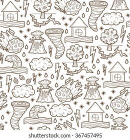 Seamless cartoon hand drawn background on natural disaster theme