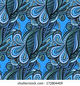 Seamless cartoon hand-drawn pattern with flowers. Endless floral pattern. Can be used for wallpaper, pattern fills, web page background,surface textures, textiles.