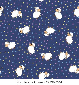 Seamless cartoon lamb pattern for children