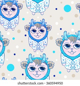 Seamless cartoon monster vector.