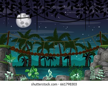 Seamless cartoon nature background. Vector illustration with separate layers.