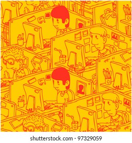 seamless cartoon office line pattern