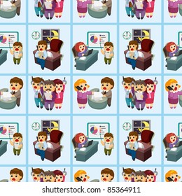 seamless cartoon office worker pattern