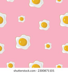 Seamless cartoon omlet pattern, on pink background, for wrapping paper, background, wrapping paper