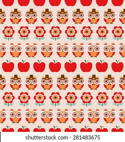seamless cartoon owls pattern