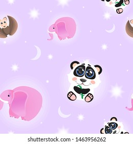 Seamless cartoon pattern with animals for textile, printing, web-design