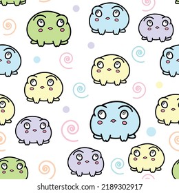 Seamless Cartoon Pattern Background,bullfrog,vector,graphic Design For Fabric 