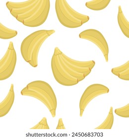 Patrón de dibujos animados sin fisuras con plátanos en estilo plano sobre un fondo blanco. Diseño de frutas tropicales