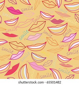 seamless cartoon pattern with colorful smile