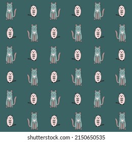 Seamless cartoon pattern in cute cats. Funny background for textile, wallpaper, pattern fills, covers, surface, print, wrap, scrapbooking, decoupage