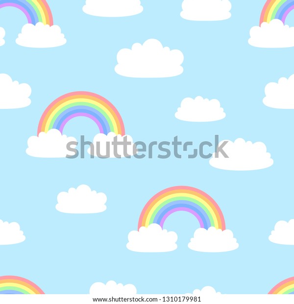 Seamless Cartoon Pattern Cute Clouds Vector Stock Vector (Royalty Free ...