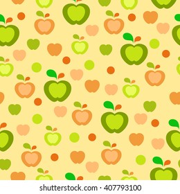 seamless cartoon pattern with cute colorful apples of different sizes. Warm summer vector background
