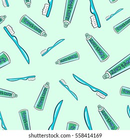 Seamless cartoon pattern of dental care