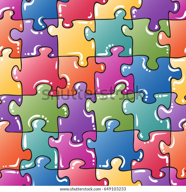 Seamless Cartoon Puzzle Background Pattern Stock Vector (Royalty Free