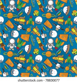 seamless cartoon space pattern