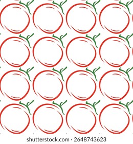 Patrón de tomate de dibujos animados sin fisuras. Fondo de alimentos vegetales lindos orgánicos frescos

