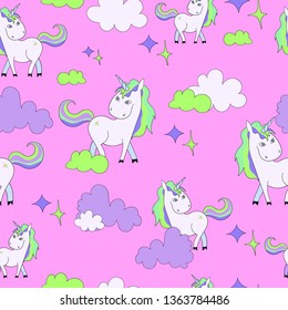 seamless cartoon unicorn pattern